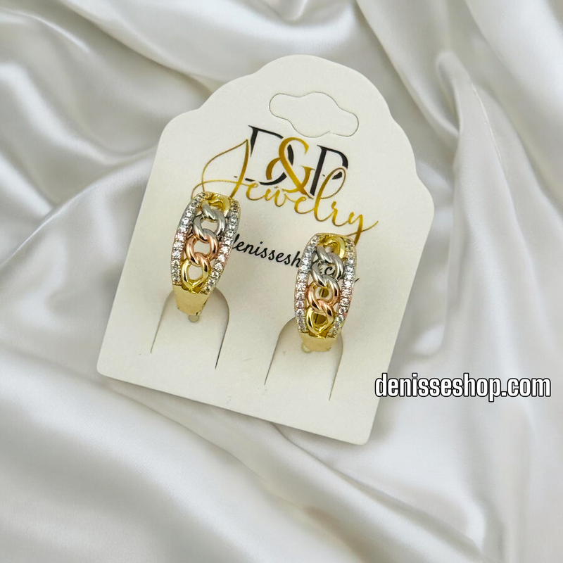 14K THREE TONE HOOP EARRINGS HP592