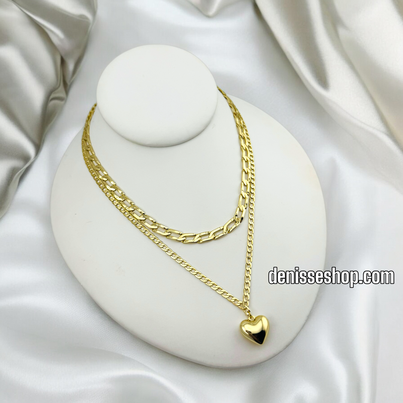 14K CUBAN DOUBLE LAYER NECKLACE N210