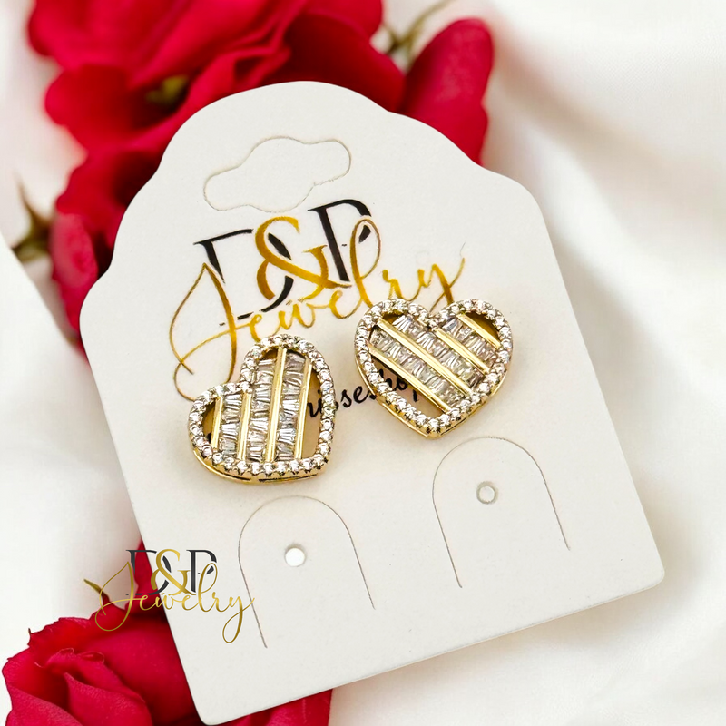 14K FANCY HEART DESIGN EARRING E883
