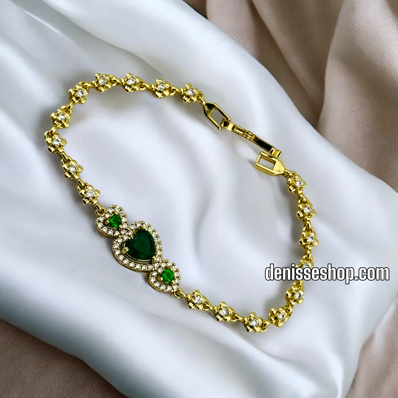 14K GREEN HEART BRACELET BR529