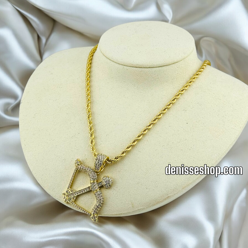 14K FASHION WHITE STONE BOW MEN PENDANT P465