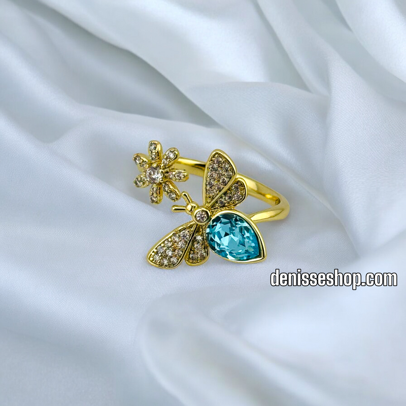 14K ADJUSTABLE BLUE BEE RING RG343