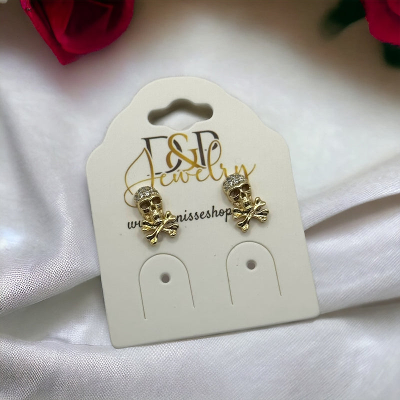 14K SKULL SMALL EARRINGS E346