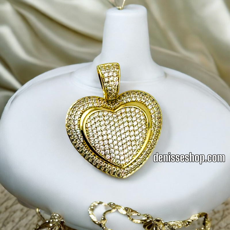 14K FASHION HEART IN HEART PENDANT P458