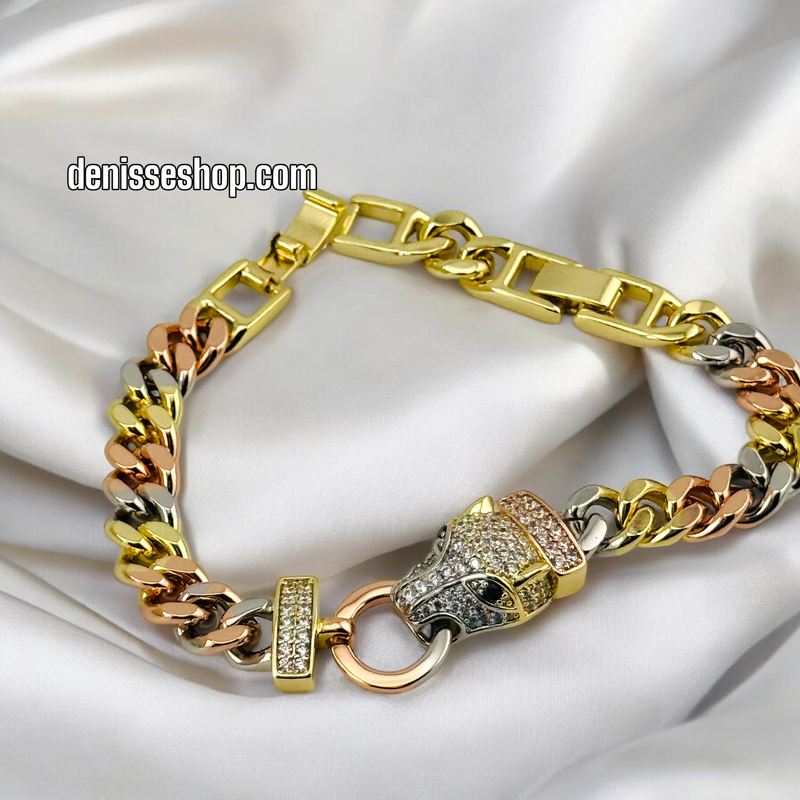 14K /WOMAN TRICOLOR PUMA HEAD BRACELET BR572