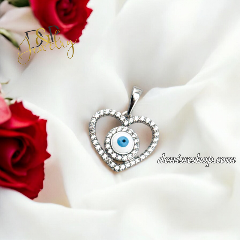 SILVER WOMEN HEART EYE PENDANT P697