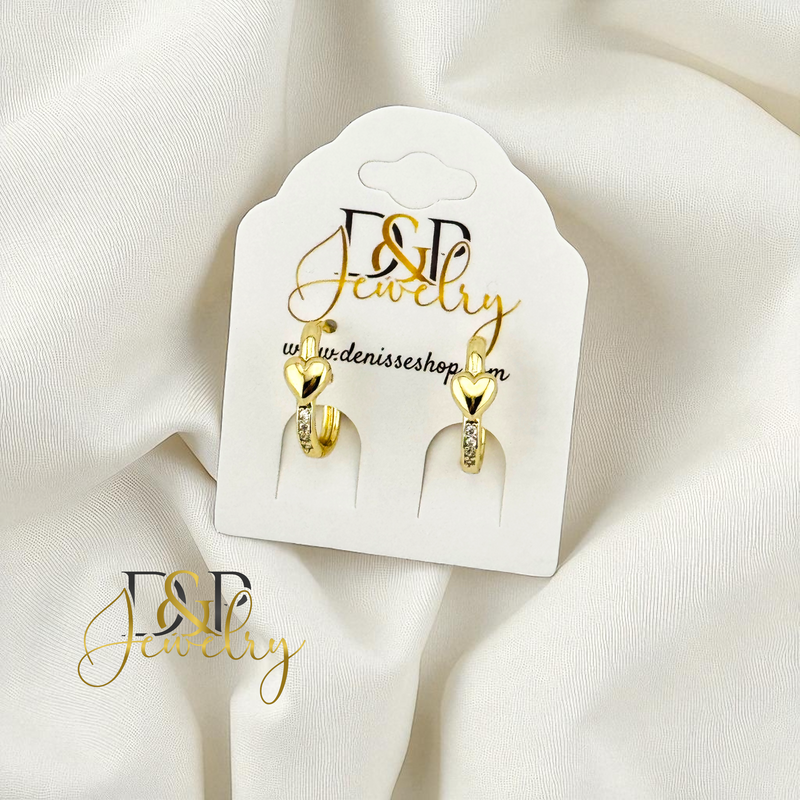 14K SMALL CUTE SQUARE HEART HUGGIE EARRING HP851