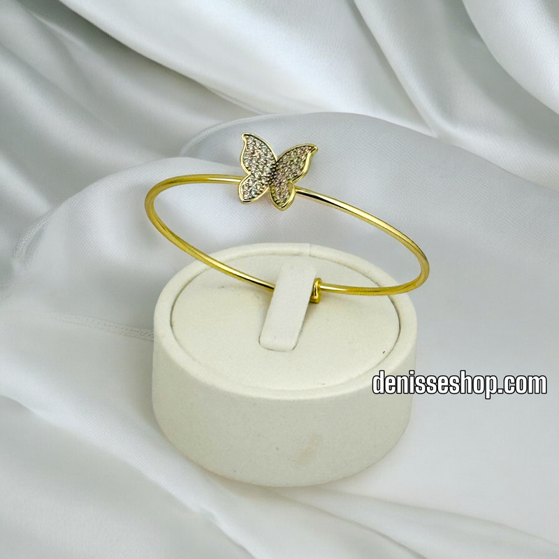 14K / GIRL WHITE STONE BUTERFLY BRACELET BR532