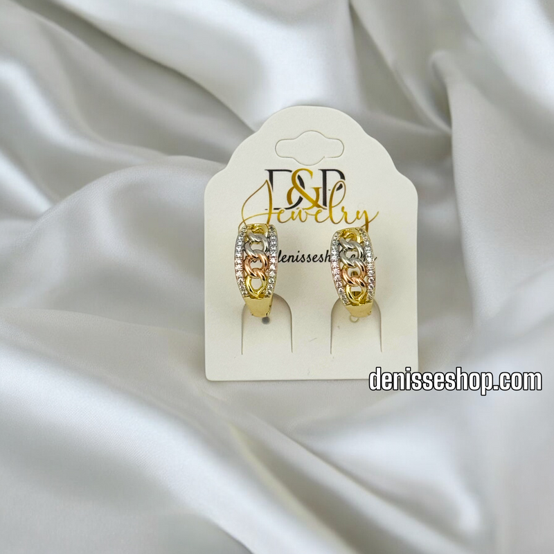 14K THREE TONE HOOP EARRINGS HP592