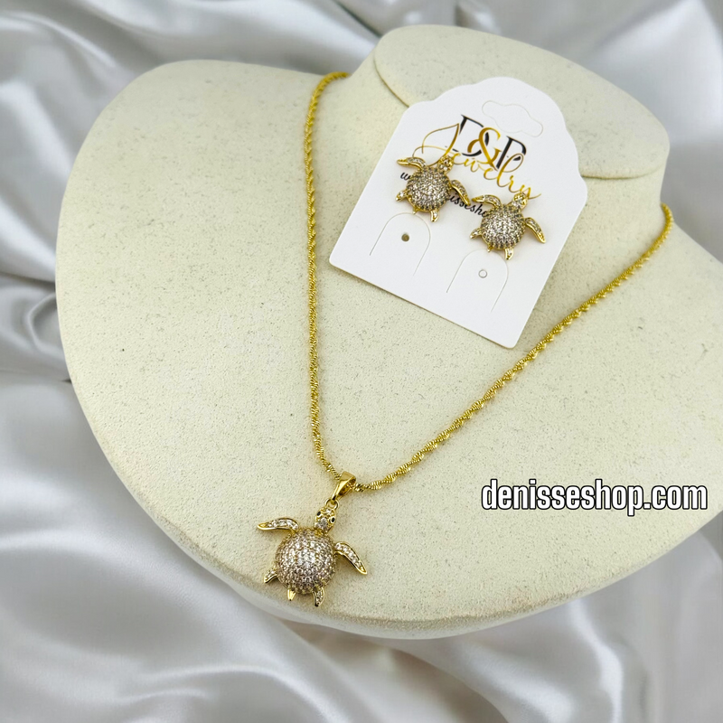 14K TURTLE SHAPE  WOMEN  NECKLACE 18” SET N88