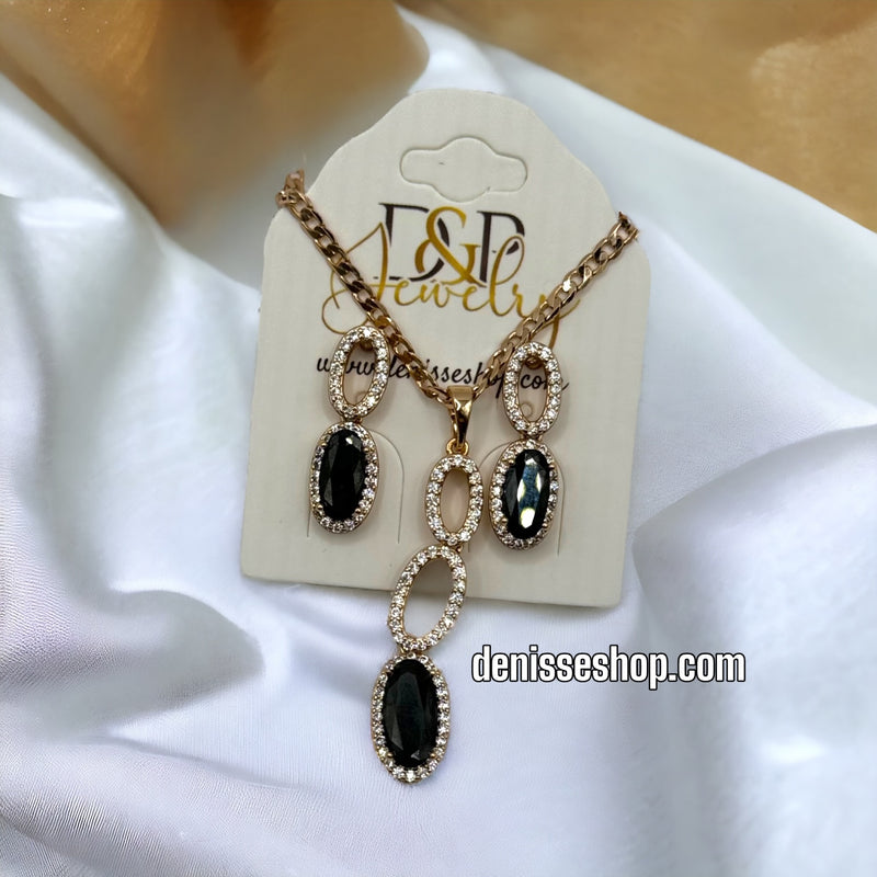 14K BLACK FASHION NECKLACE SET C1156