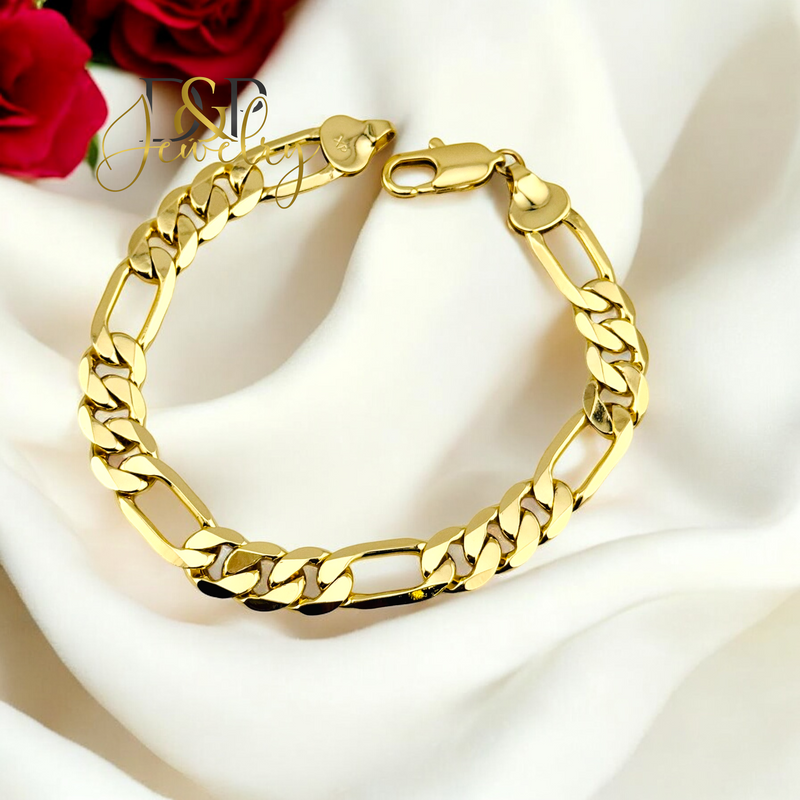 14K FIGARO DESIGN MEN BRACELET 9&