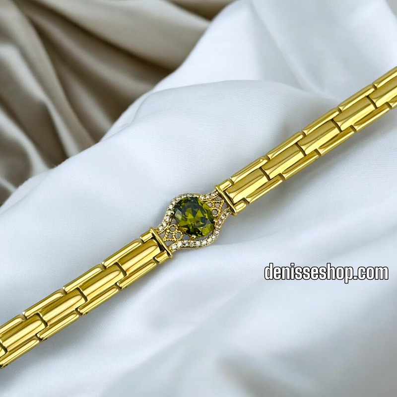 14K /WOMAN GREEN STONE BRACELET BR564