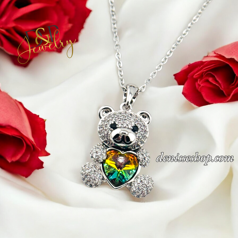 WOMEN/GIRL SILVER BEAR NECKLACE SET N239