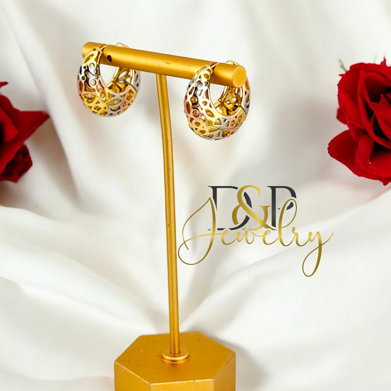 14K TRICOLOR HOOP EARRING HP665