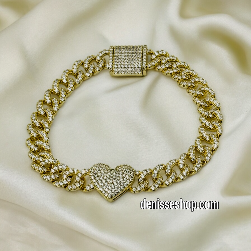 14K CUBAN HEART BRACELET BR352