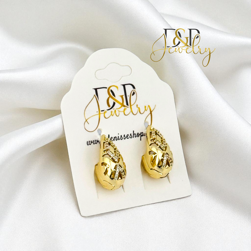 14K DROP DESIGN EARRING E957