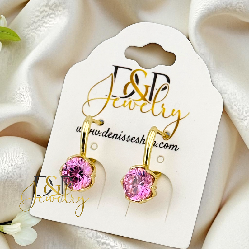 14K DROP STONE HUGGIE EARRING E940