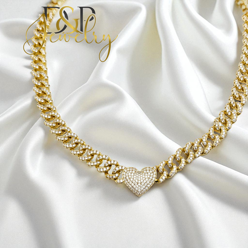 14K TRENDING HEART DIAMOND NECKLACE SET N278