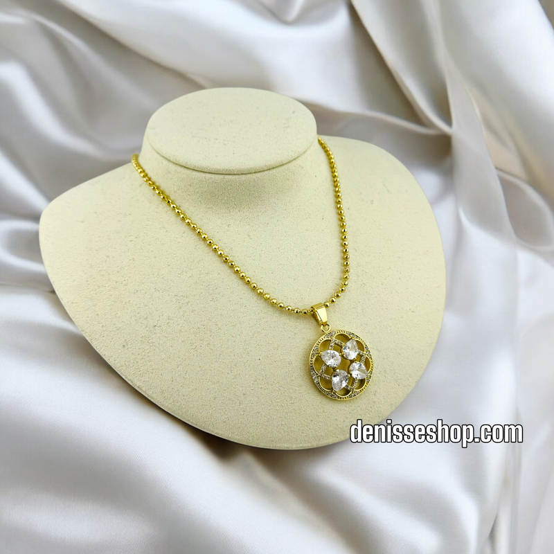 14K WOMEN/ ROUND STAR STONE NECKLACE N140