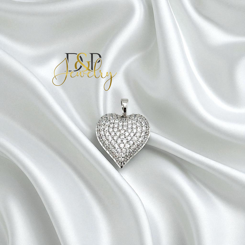 14K SILVER/DIAMOND MEDIUM HEART PENDANT P900