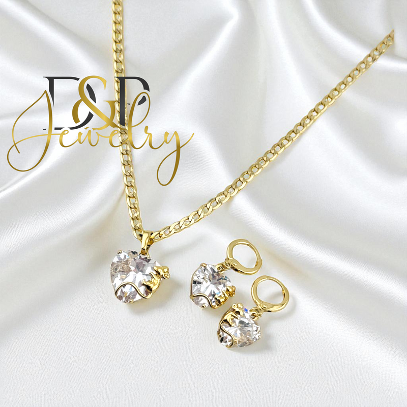 14K HEART MOUSE NECKLACE SET N280