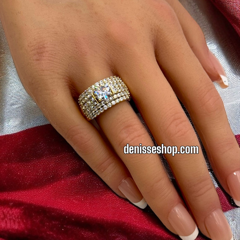 14K WHITE STONE RING RG131