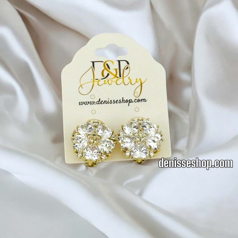 14K FASHION WHITE STONE EARRING E656