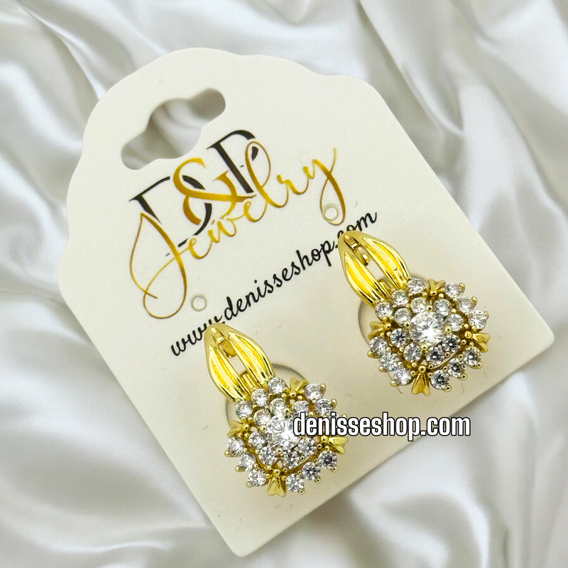 14K WHITE STONE EARRING E576