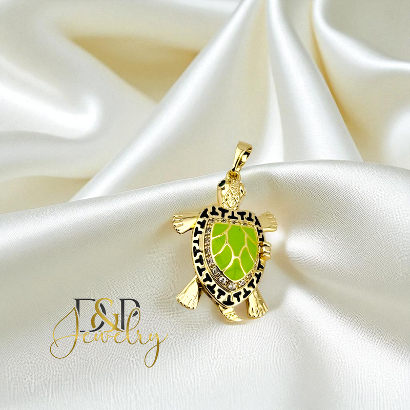 14K GREEN TURTLE PENDANT P937
