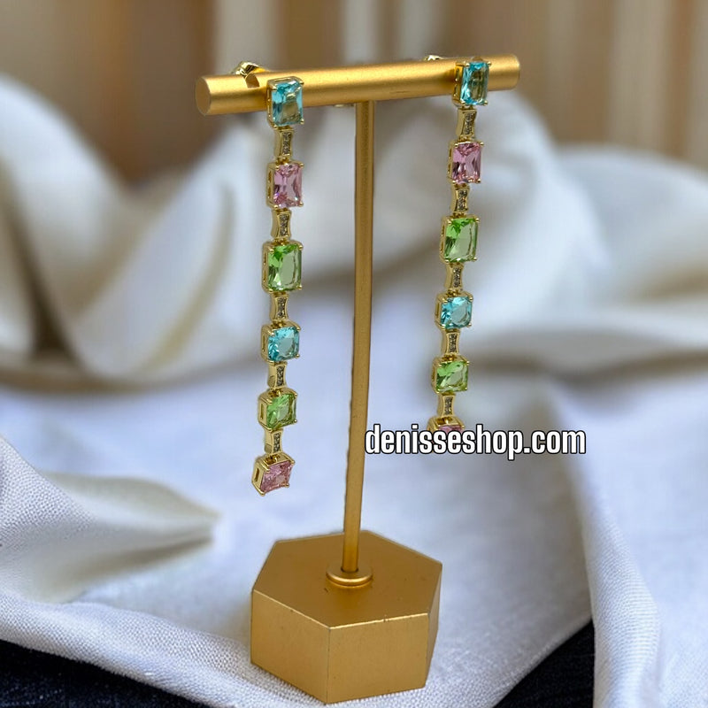 14K COLORFUL STONE EARRINGS E427