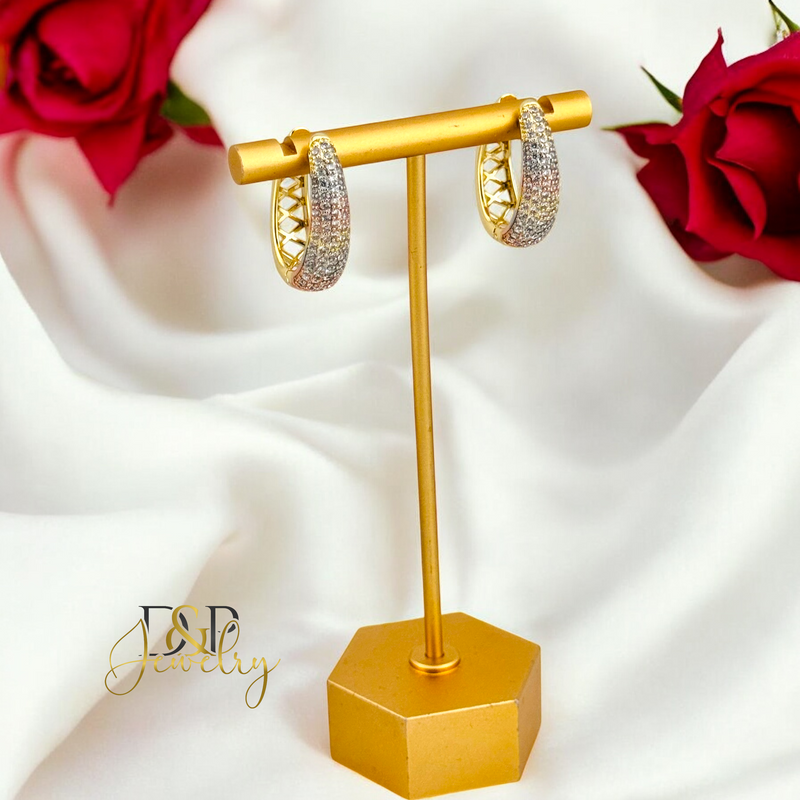 14K TRICOLOR ELEGANT HOOP HP696
