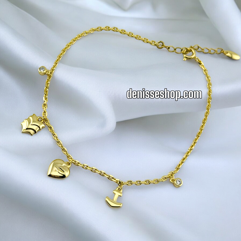 14K HEARTS ANKLET BRACELET A12