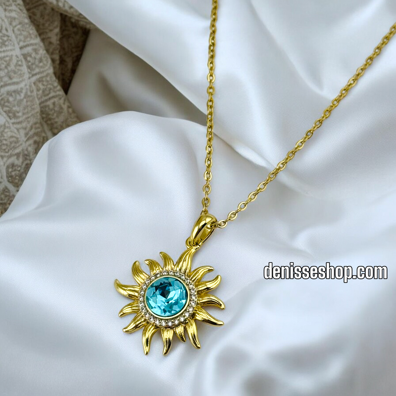 14K / WOMEN LIGHT BLUE SUN NECKLACE N108