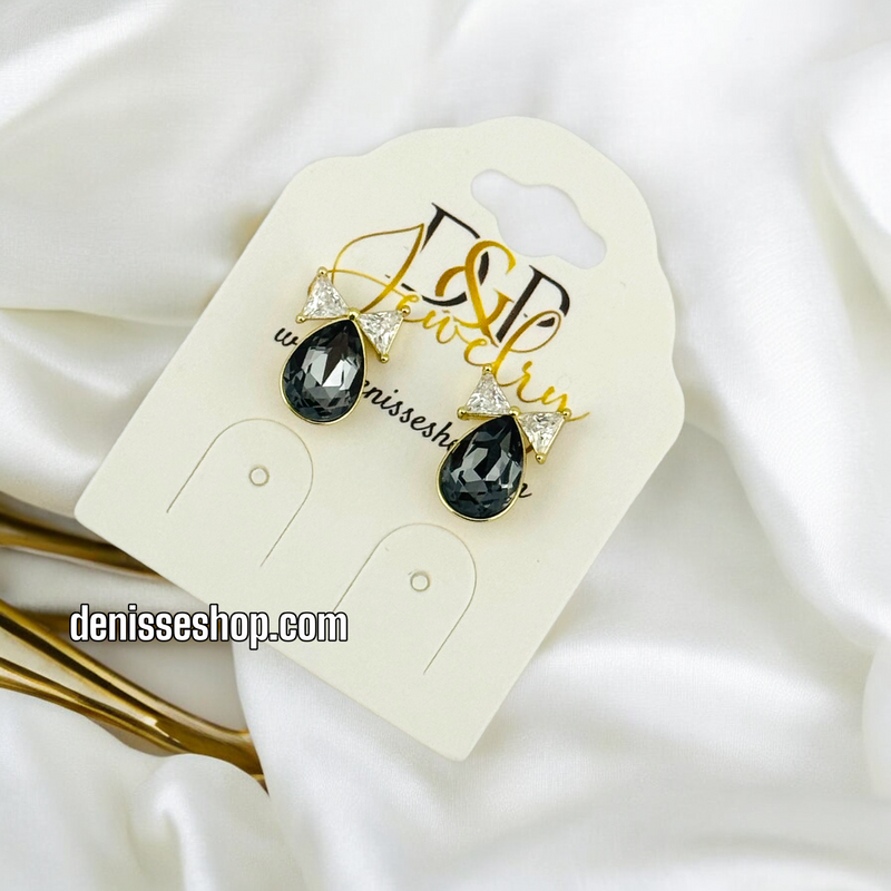 14K BLACK STONE EARRING E631