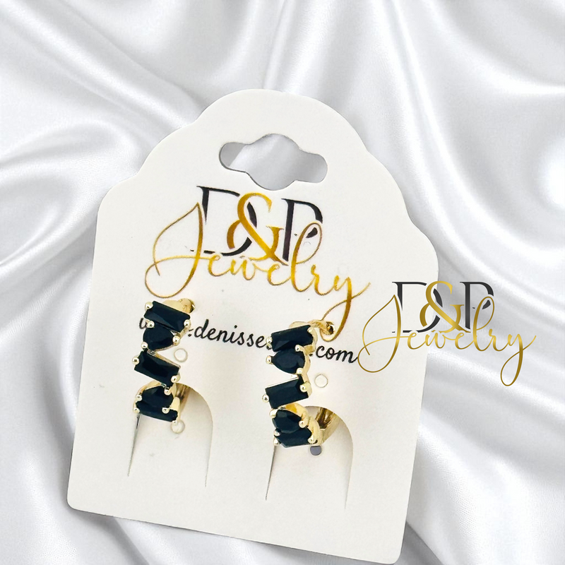 14K MEDIUM STONES HOOP EARRING HP765
