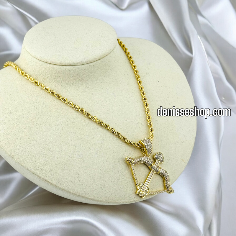 14K FASHION WHITE STONE BOW MEN PENDANT P465