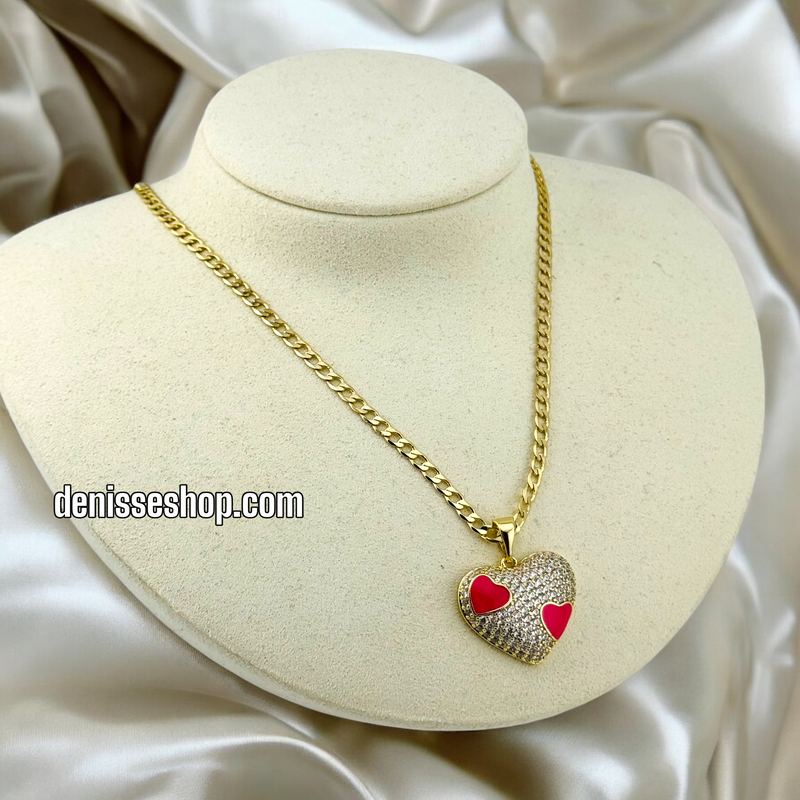 14K CUTE PINK HEARTS PENDANT P512