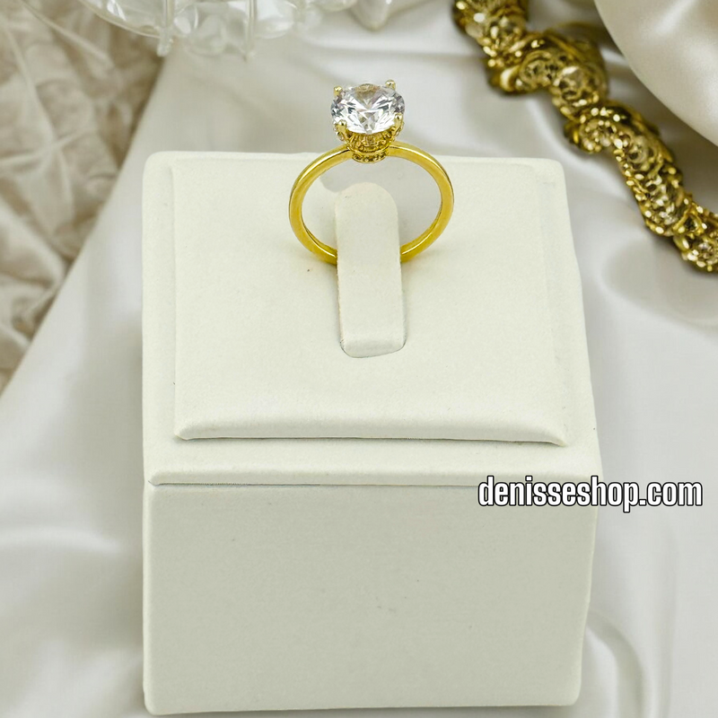 14K GOLD/ WHITE SINGLE STONE FASHION RING RG254