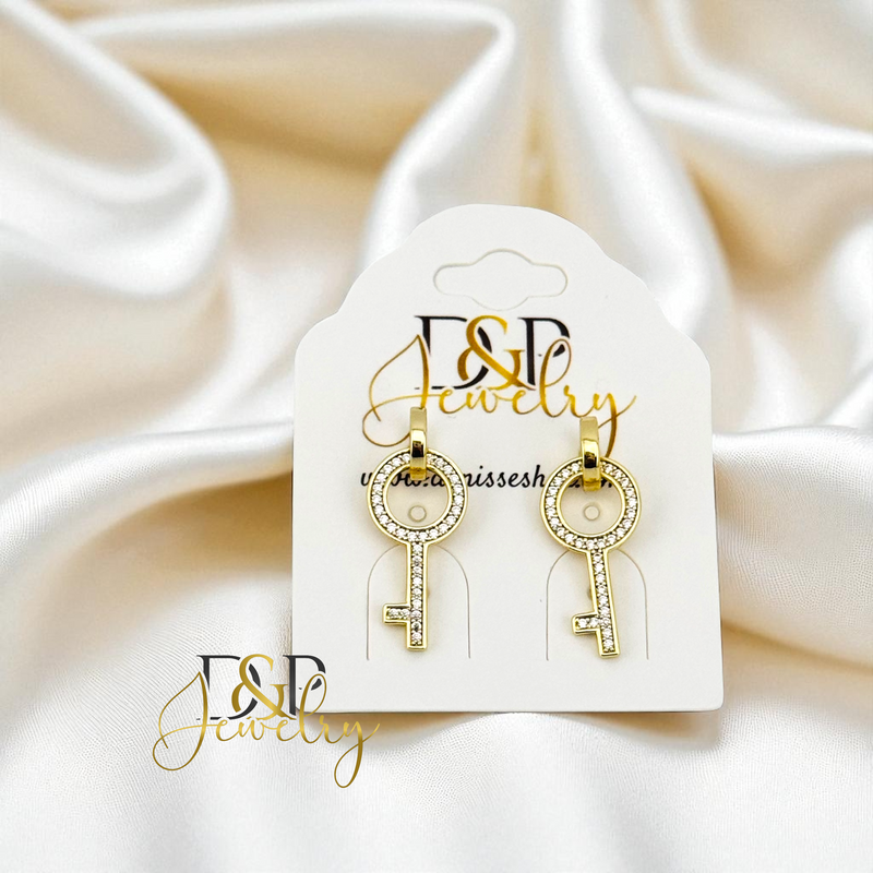 14K KEY EARRING E903
