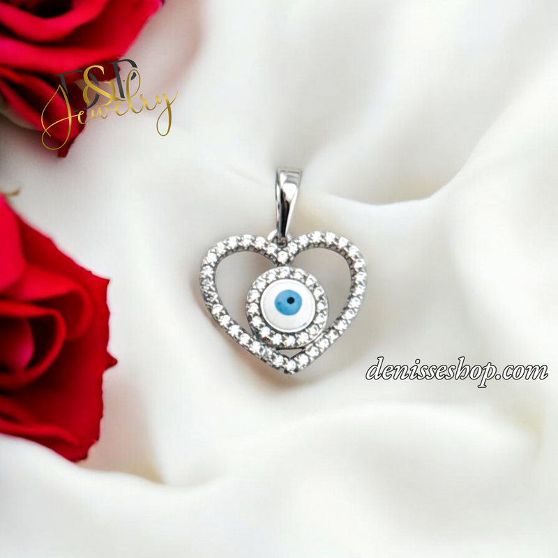 SILVER WOMEN HEART EYE PENDANT P697