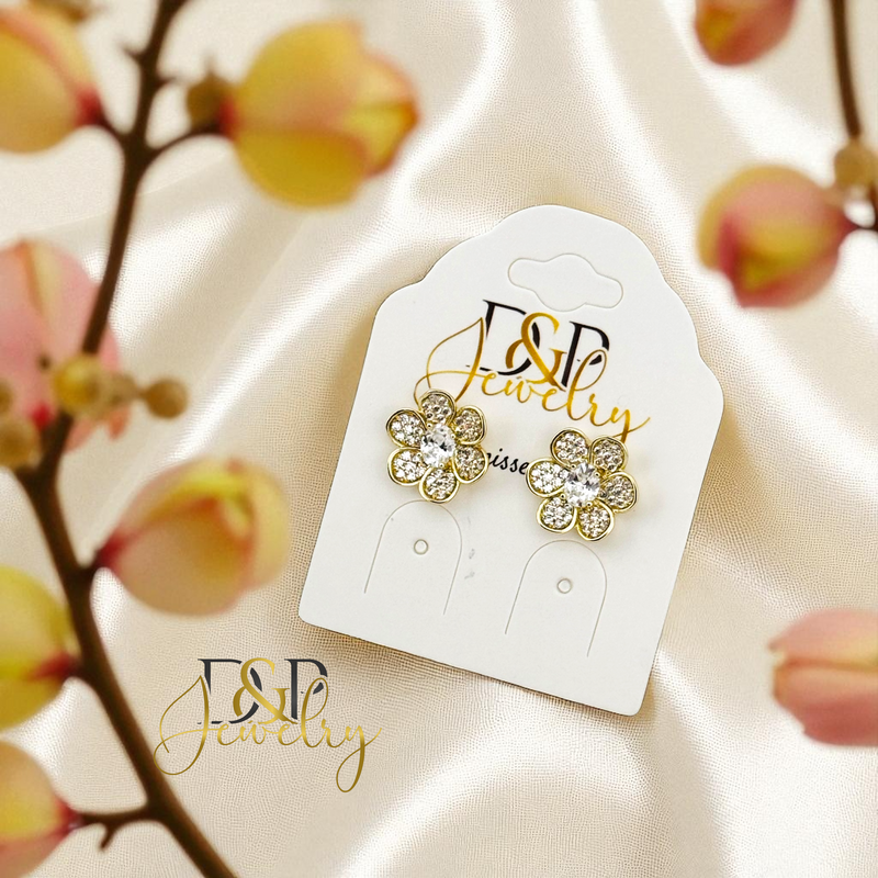 14K FLOWER EARRING E898