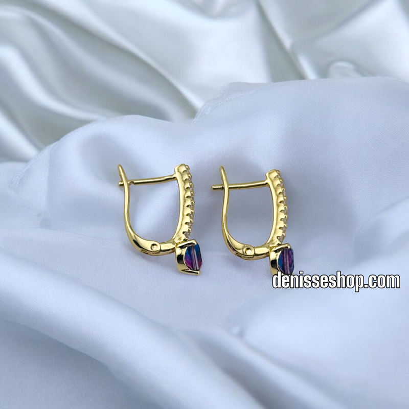 14K MULTICOLOR STONE HUGGIES EARRING E799