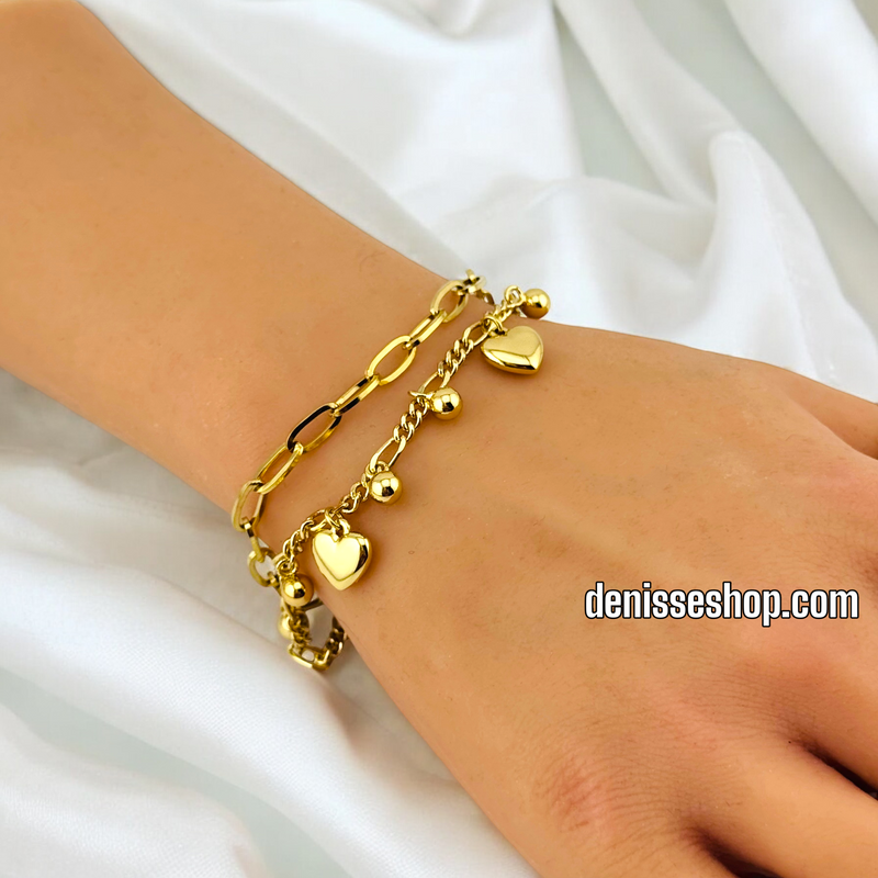 14K / TWO LAYER HEART BRACELET BR538