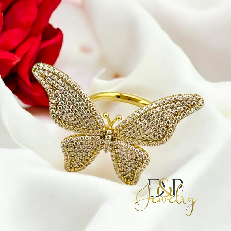 14K ADJUSTABLE BUTTERFLY RING RG373