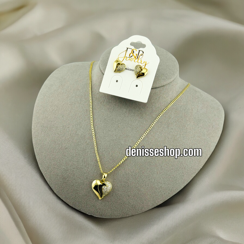 14K GOLD HEART NECKLACE SET 18&