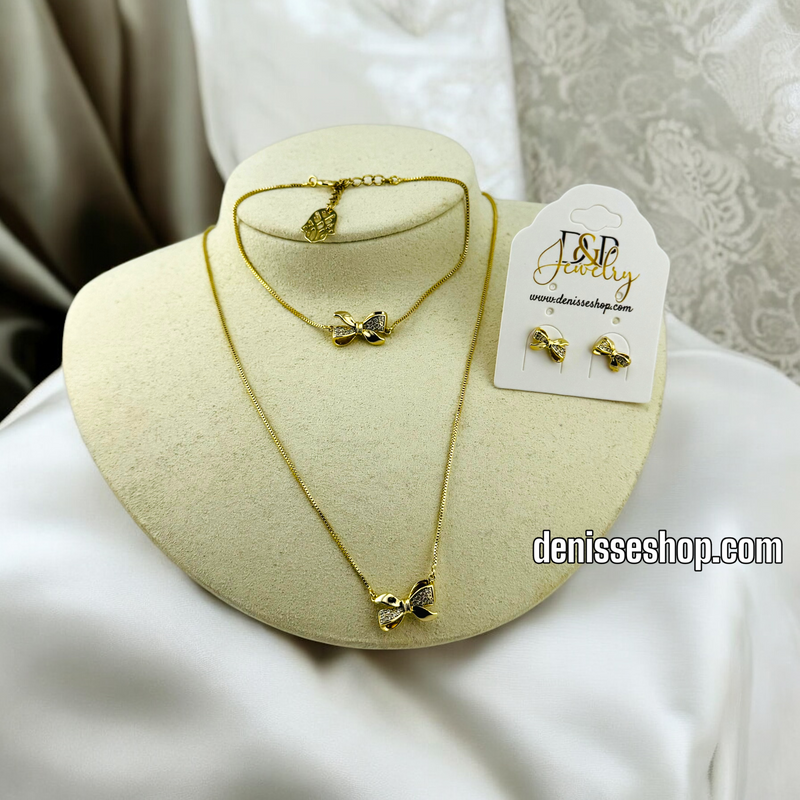 14K WOMAN/  BOW SET NECKLACE N181