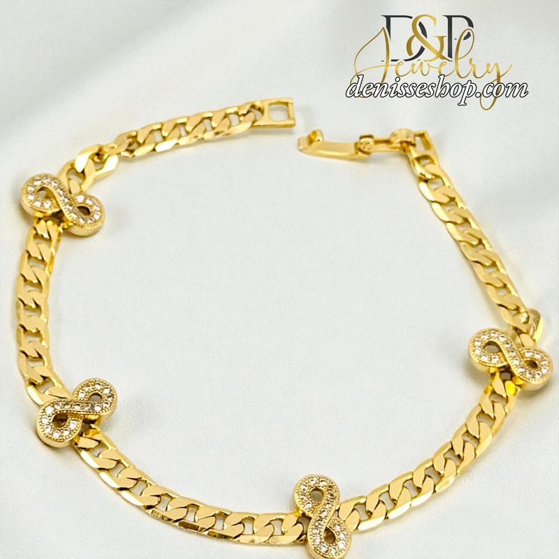 14KGOLD INFINITY SHAPE CHARM BRACELET BR868