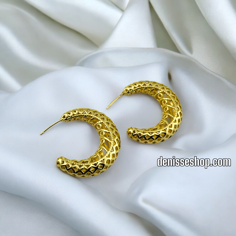 14K GOLD FLUFY HOOP EARRINGS HP586