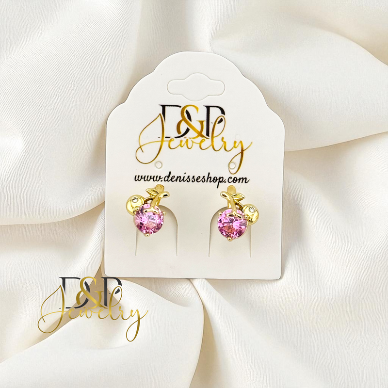 14K PINK CHERRY HOOP EARRING HP863